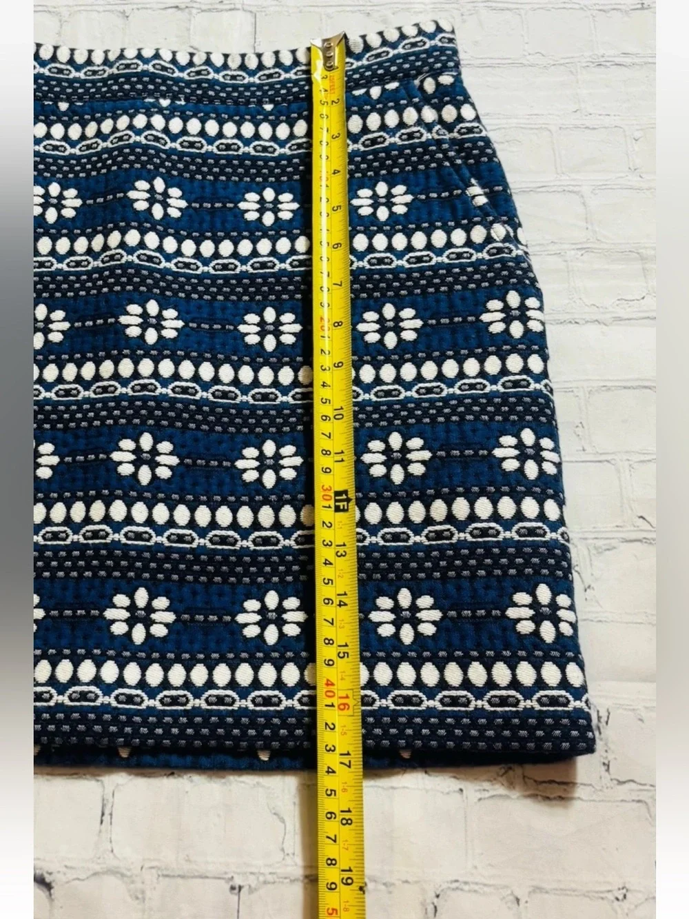 J.Crew Womens Daisy Chain Mini Skirt Blue White Black Size 0 Pockets Boho Preppy